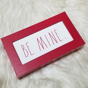 Rae Dunn BE MINE. Wooded Sign Red & White NEW